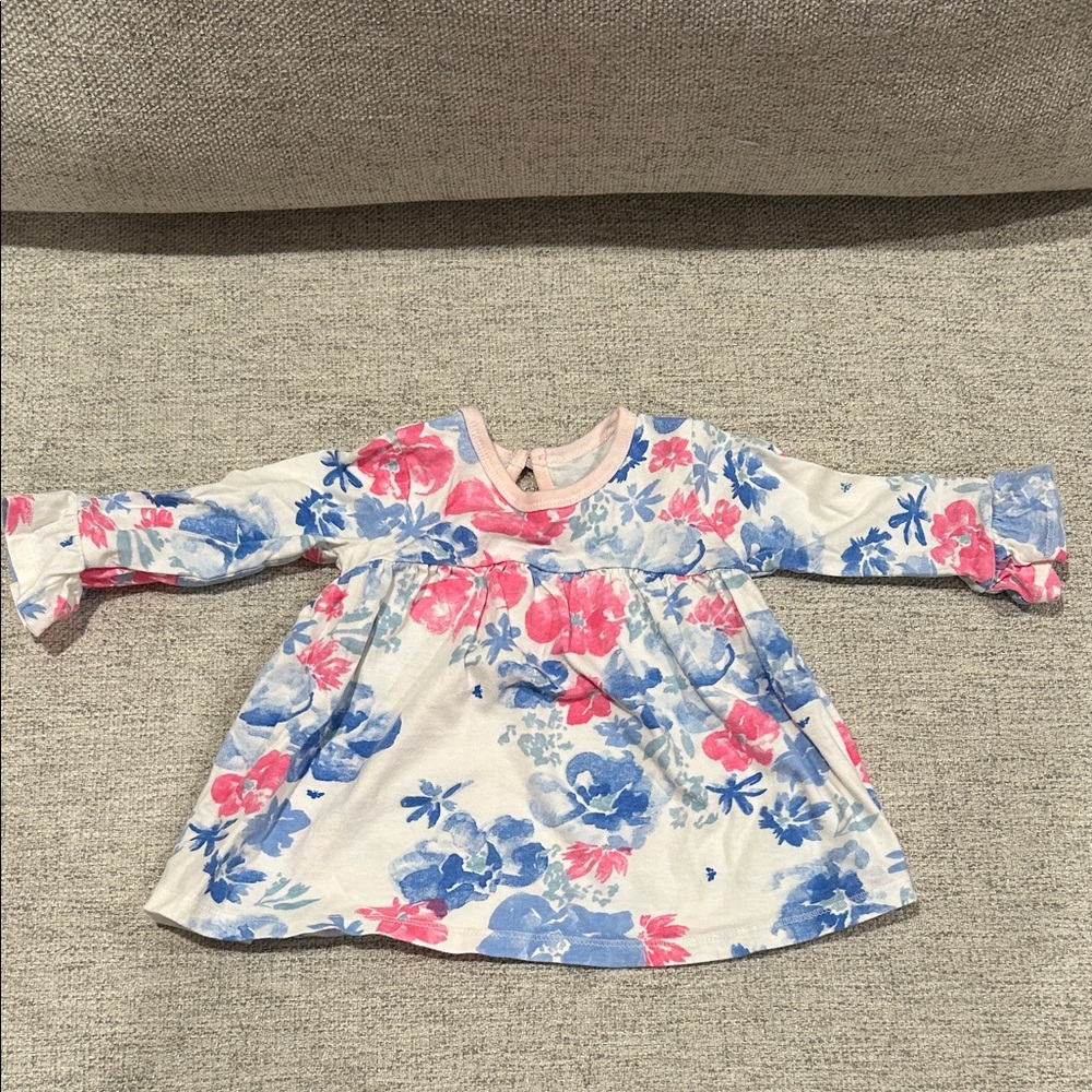 Burt's Bees Baby Floral Dress with Pink and Blue